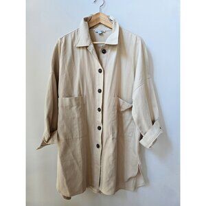 Fashion Nova Long Sleeved Cotton Daleyza Shacket in Beige Small S